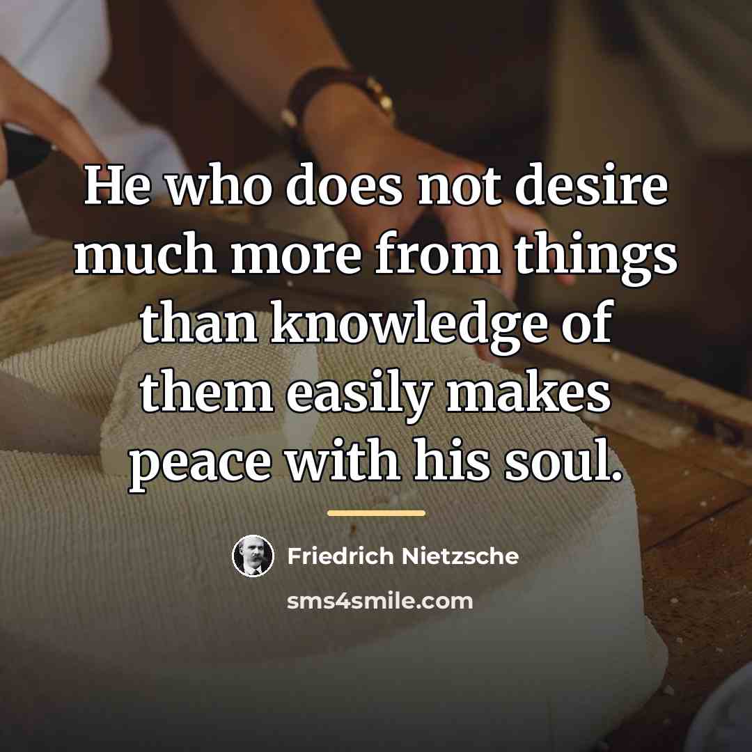 “He who does not desire much more from things than…” quote by Friedrich Nietzsche