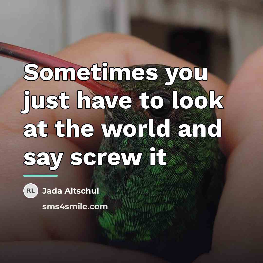 “Sometimes you just have to look at the world and…” quote by Jada Altschul