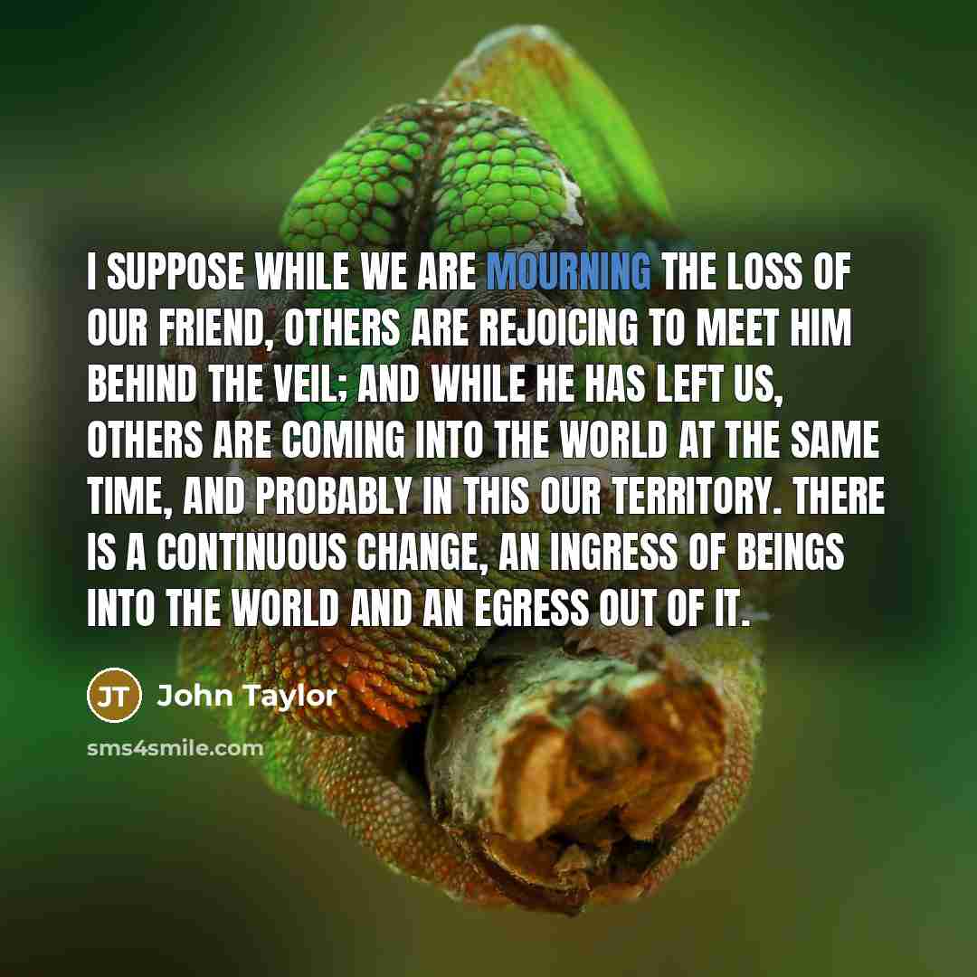 “I suppose while we are mourning the loss of our…” quote by John Taylor