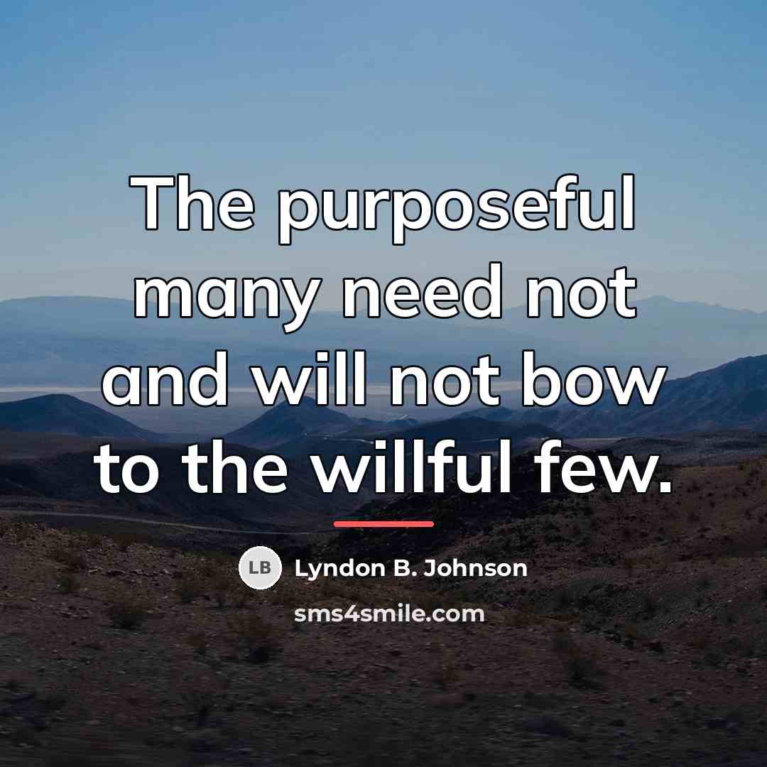 “The purposeful many need not and will not bow to…” quote by Lyndon B. Johnson