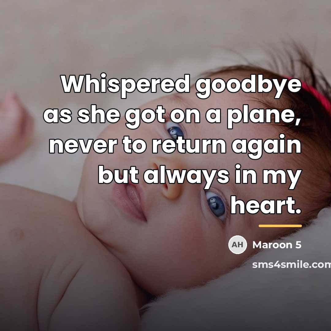 “Whispered goodbye as she got on a plane, never to…” quote by Maroon 5