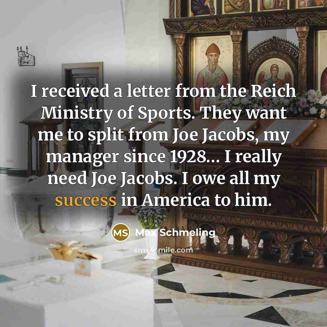 “I received a letter from the Reich Ministry of Sports.…” quote by Max Schmeling