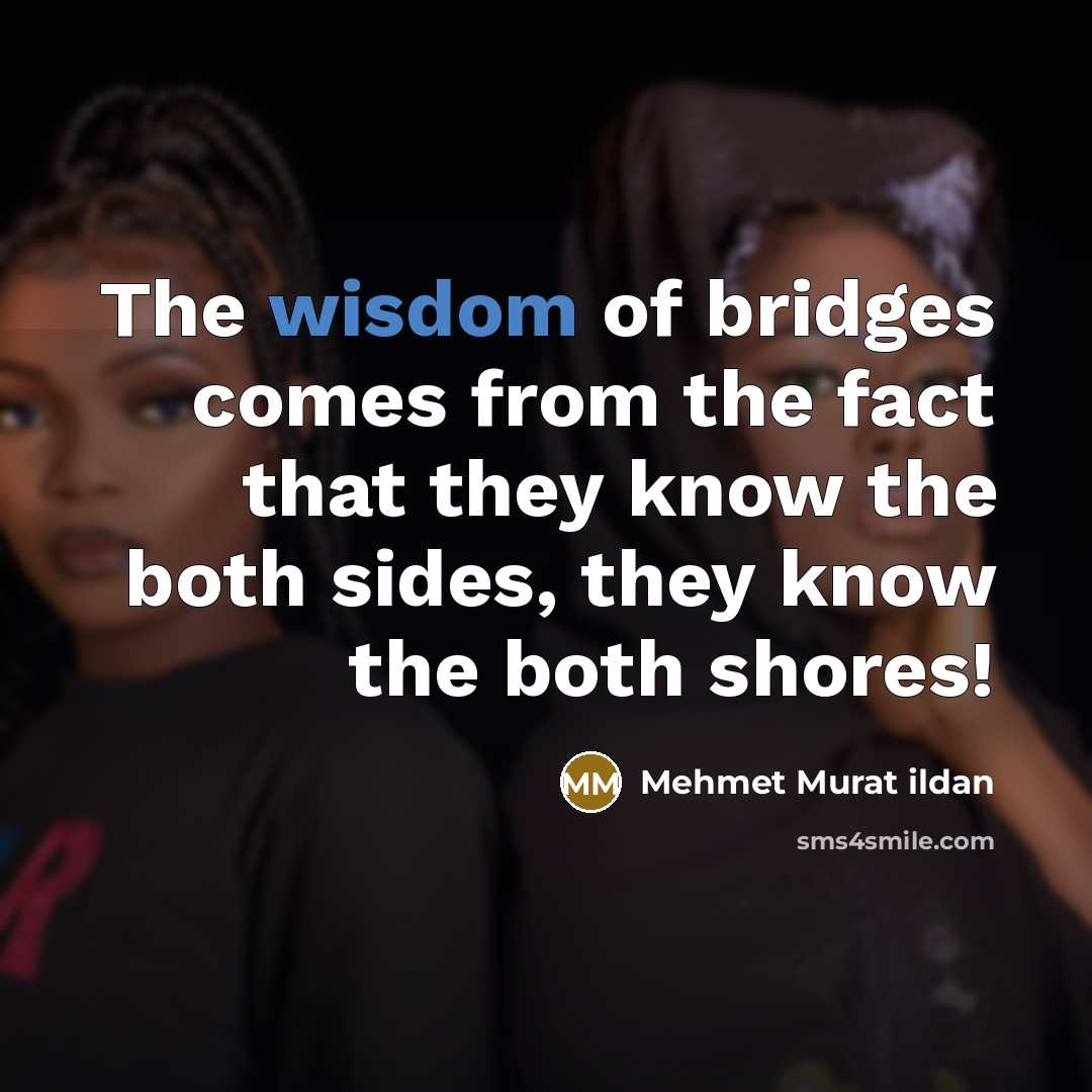 “The wisdom of bridges comes from the fact that they…” quote by Mehmet Murat Ildan