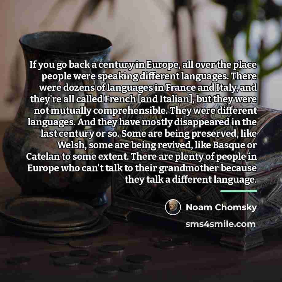 “If you go back a century in Europe, all over…” quote by Noam Chomsky