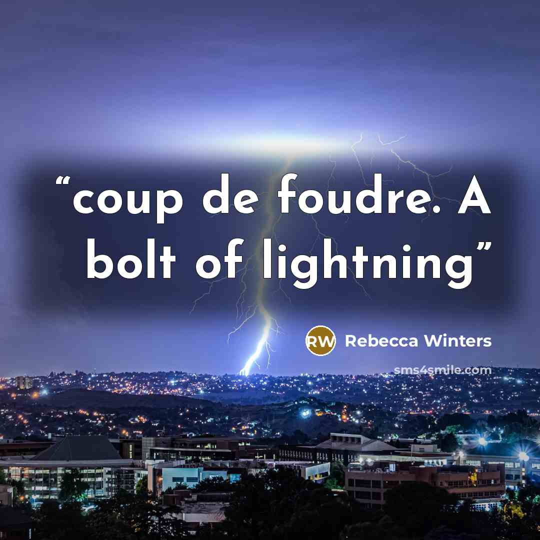 “coup de foudre. A bolt of lightning” quote by Rebecca Winters