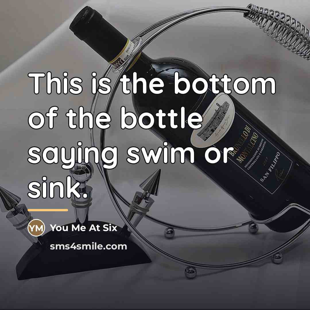 “This is the bottom of the bottle saying swim or…” quote by You Me At Six