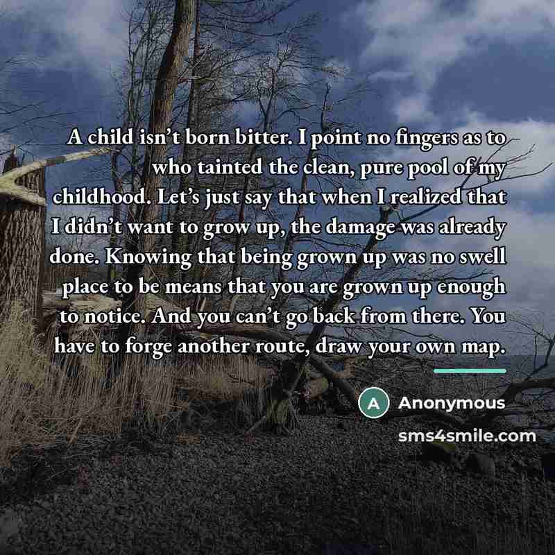 “A child isn’t born bitter. I point no fingers as…” quote by Anonymous