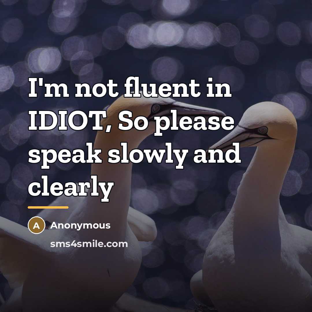 “I'm not fluent in IDIOT, So please speak slowly and…” quote by Anonymous