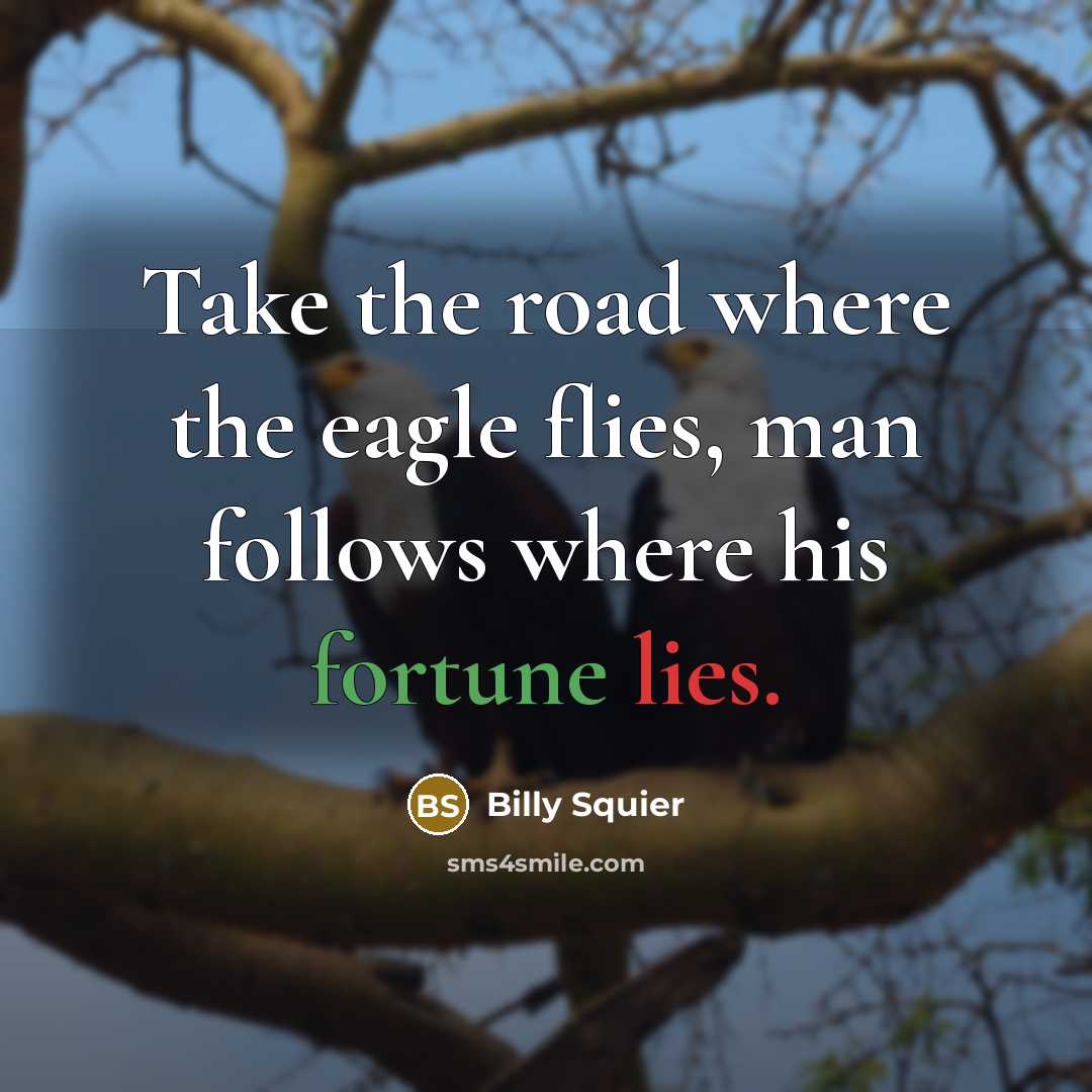 “Take the road where the eagle flies, man follows where his fortune lies.” quote by Billy Squier