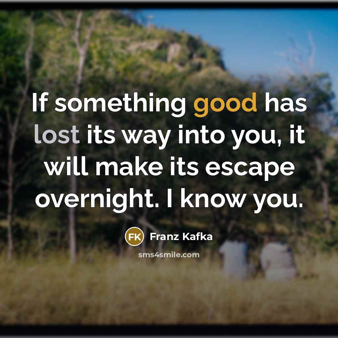 “If something good has lost its way into you, it…” quote by Franz Kafka