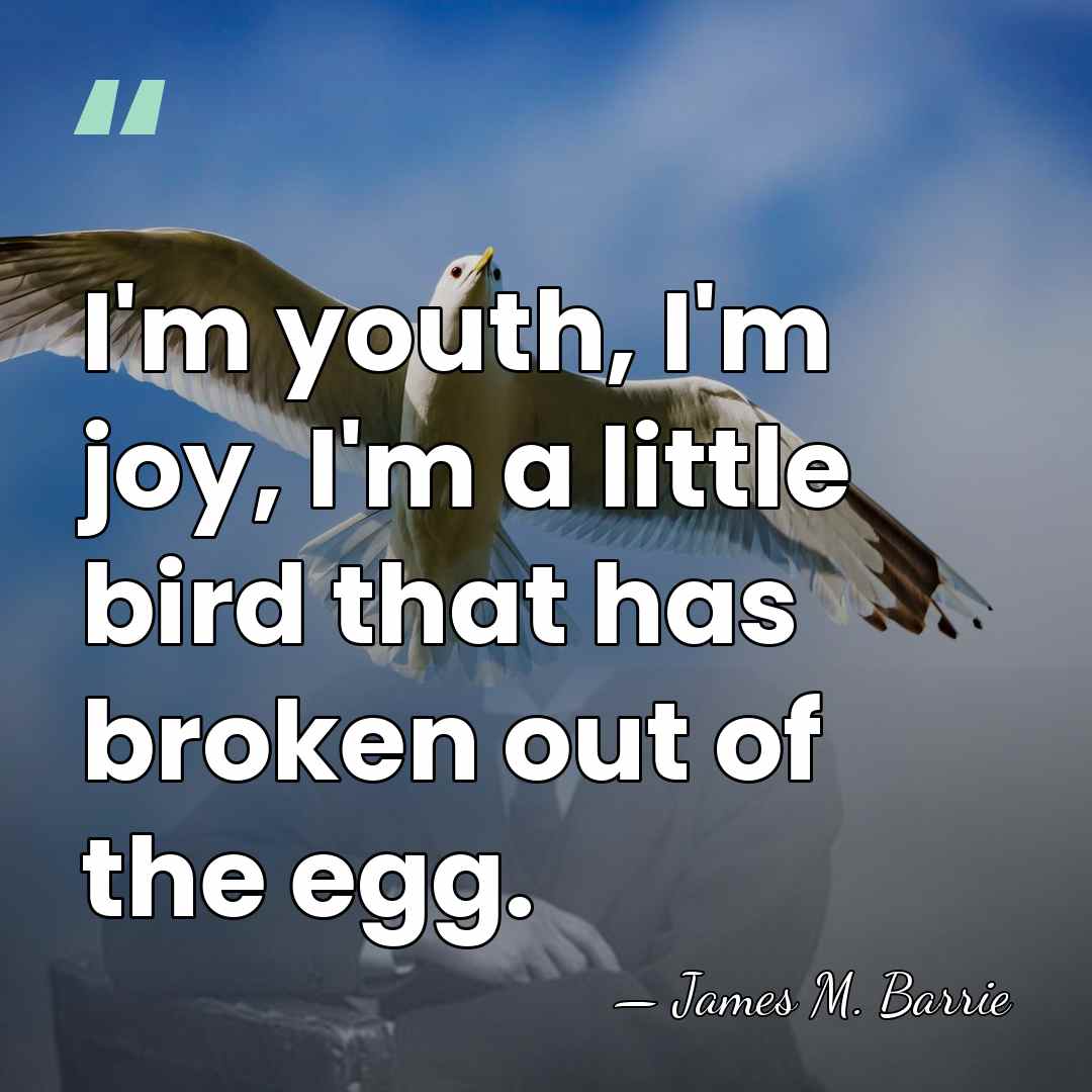 I'm youth, I'm joy, I'm a little bird that has broken out&hellip; - James M. Barrie