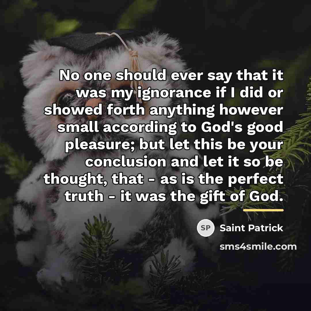 “No one should ever say that it was my ignorance…” quote by Saint Patrick