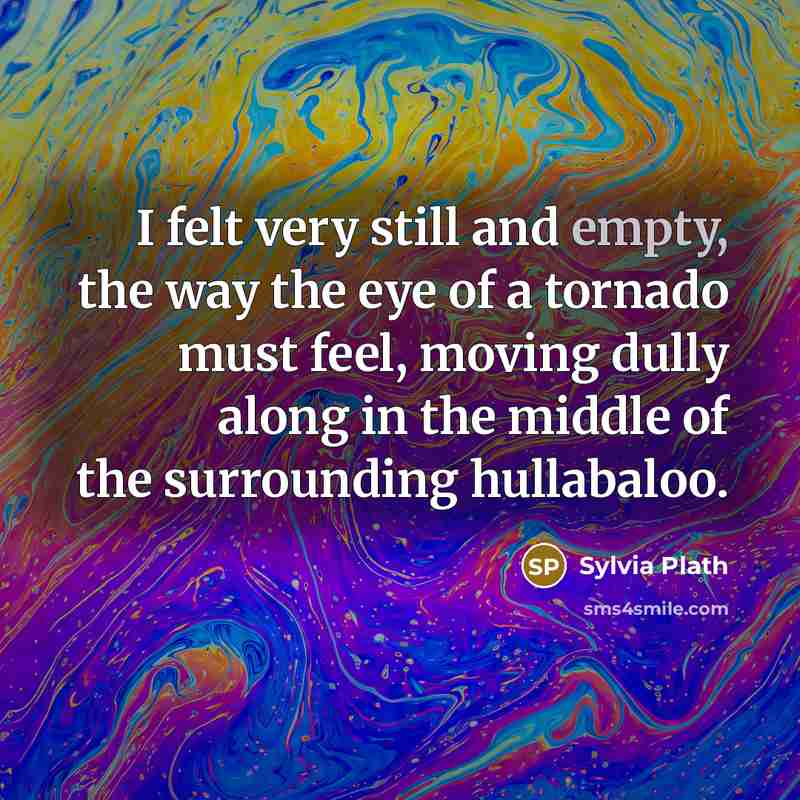 “I felt very still and empty, the way the eye…” quote by Sylvia Plath