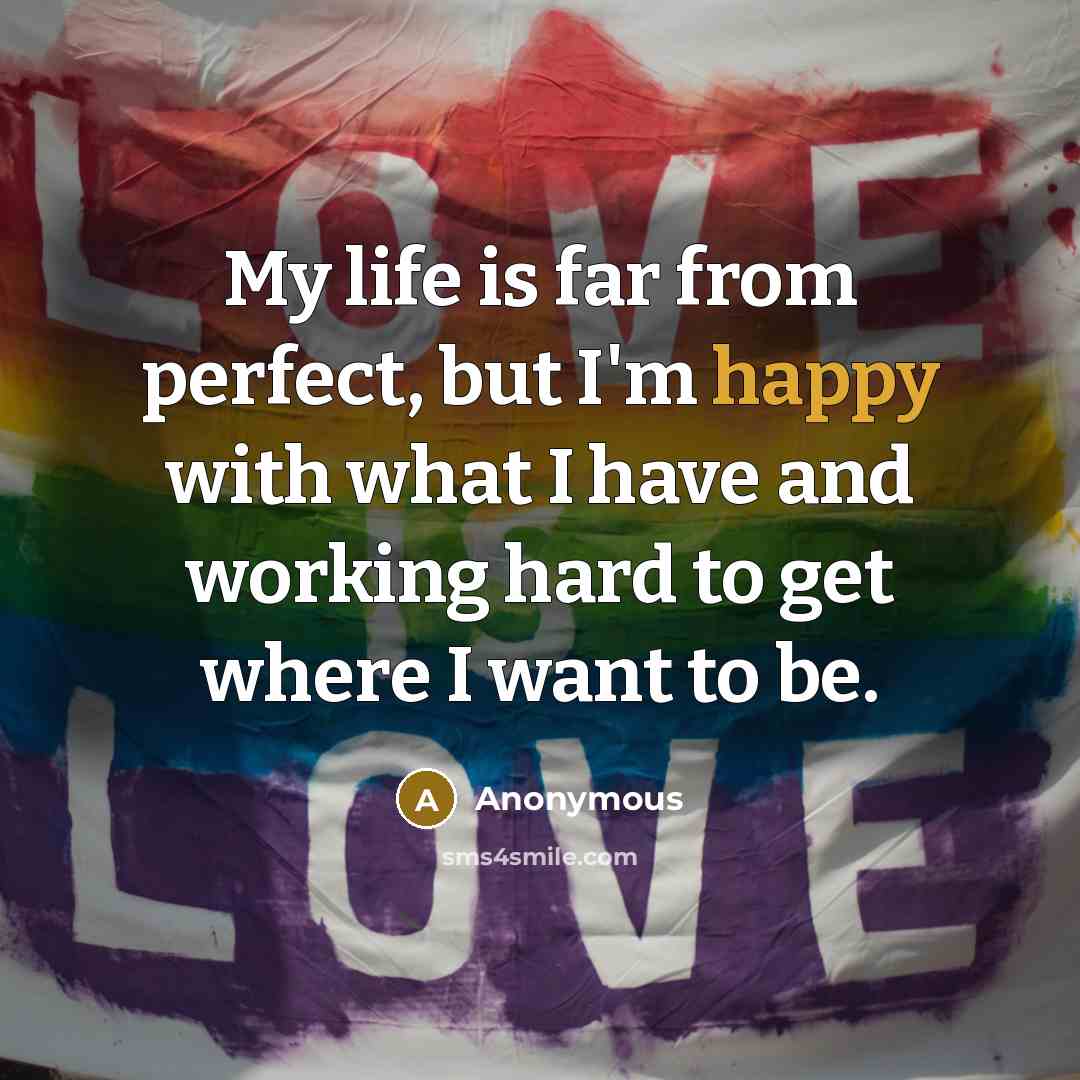 “My life is far from perfect, but I'm happy with…” quote by Anonymous