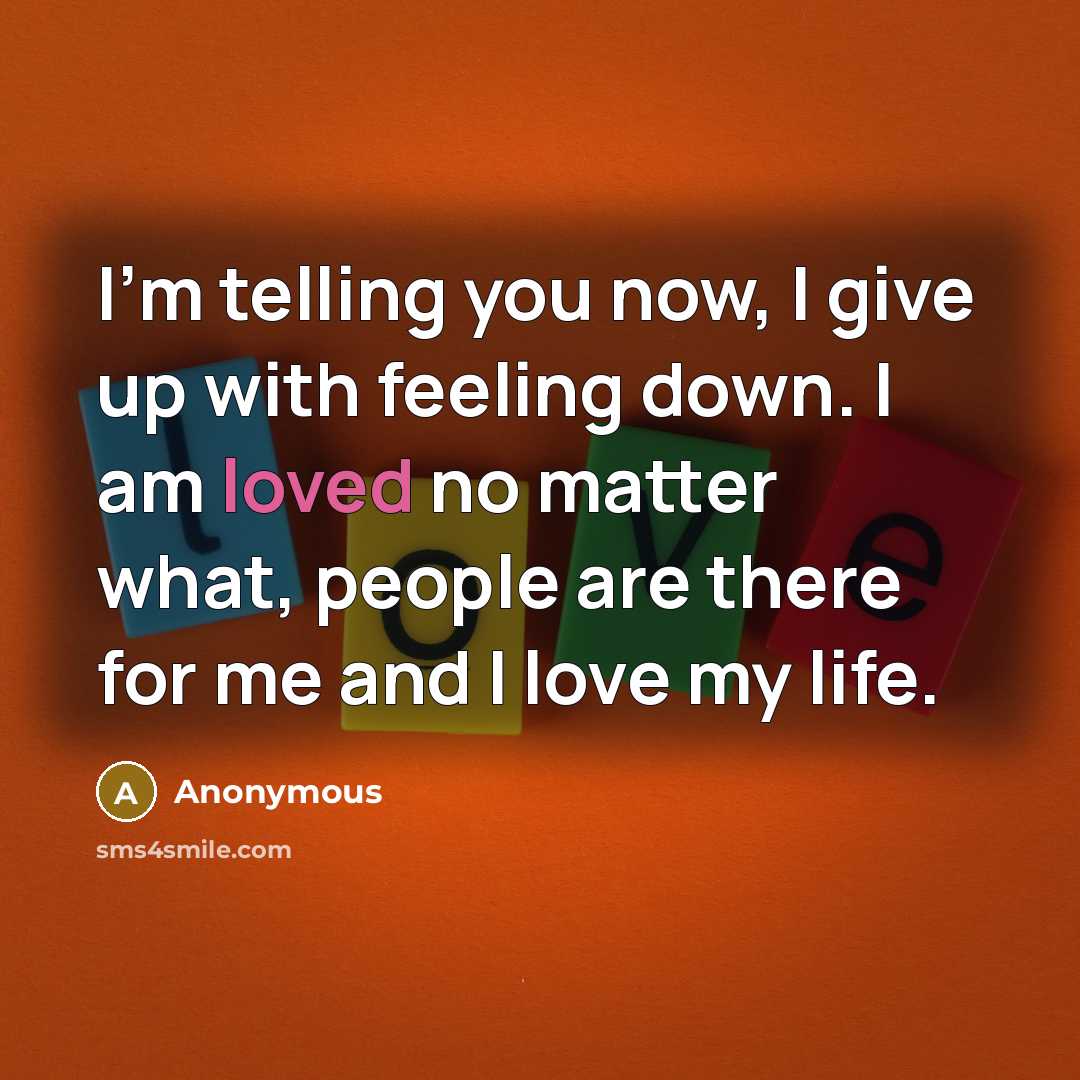 “I'm telling you now, I give up with feeling down.…” quote by Anonymous