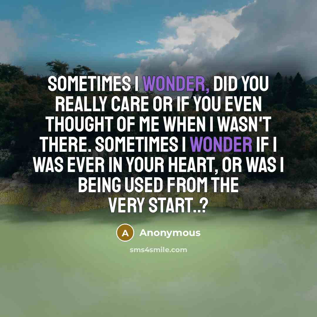 “Sometimes I wonder, did you really care or if you…” quote by Anonymous