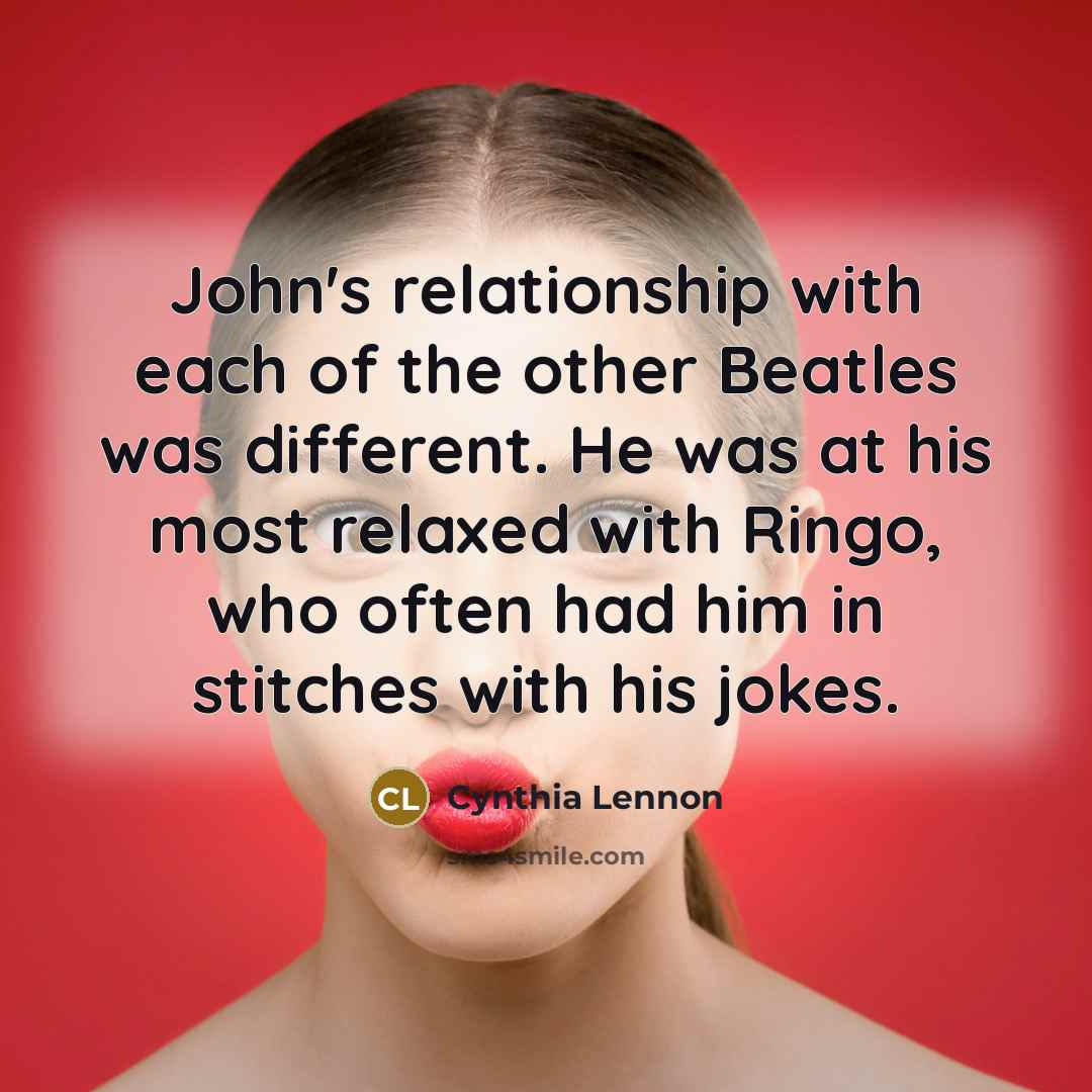 “John's relationship with each of the other Beatles was different.…” quote by Cynthia Lennon