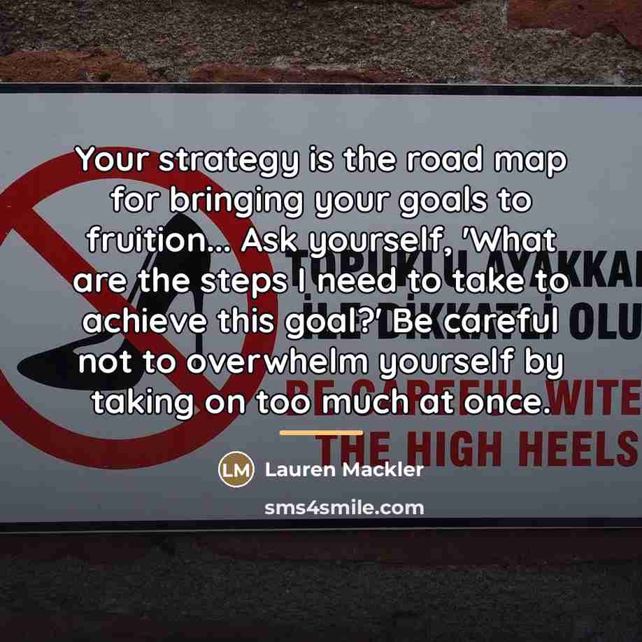 “Your strategy is the road map for bringing your goals…” quote by Lauren Mackler