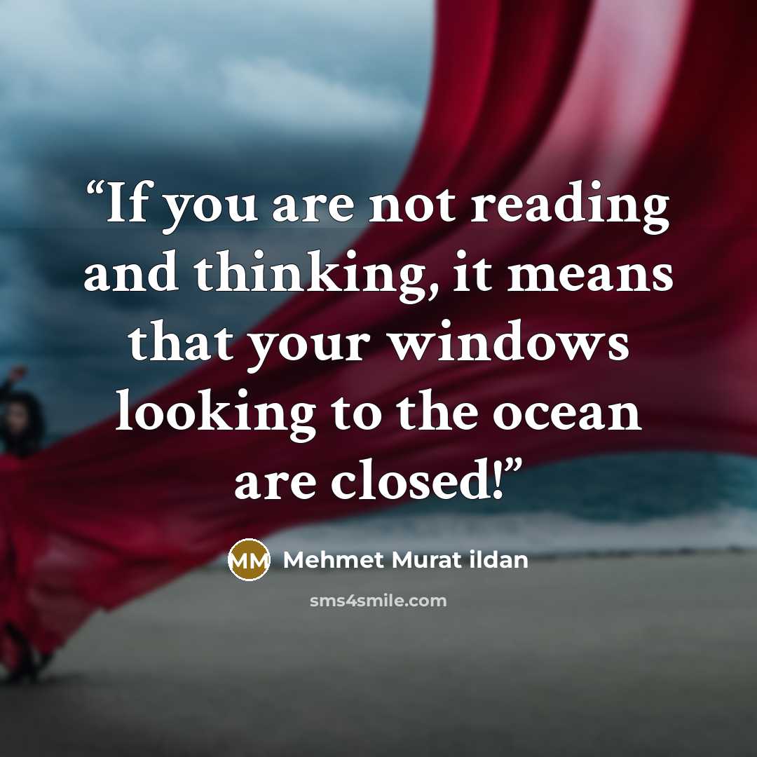 “If you are not reading and thinking, it means that your windows looking to the ocean are closed!” quote by Mehmet Murat ildan