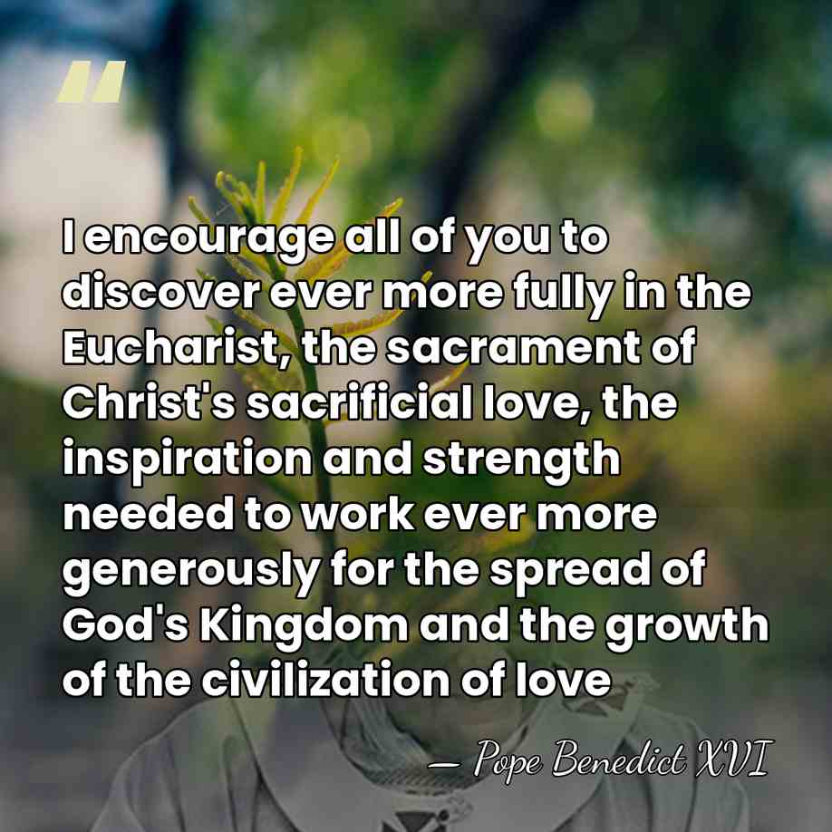 I encourage all of you to discover ever more fully in the&hellip; - Pope Benedict XVI