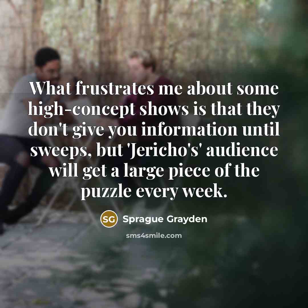 “What frustrates me about some high-concept shows is that they…” quote by Sprague Grayden