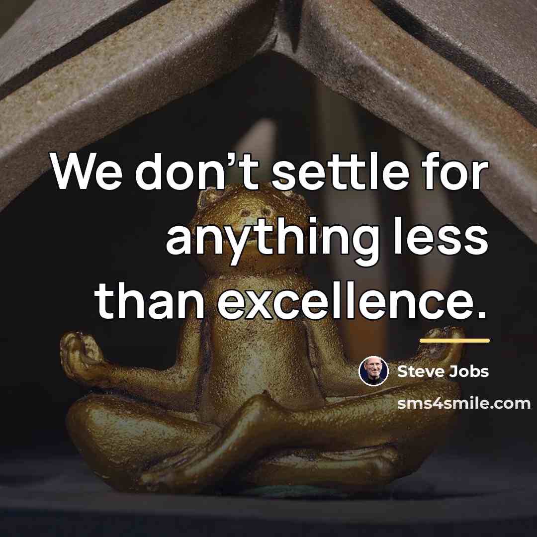 “We don't settle for anything less than excellence.…” quote by Steve Jobs