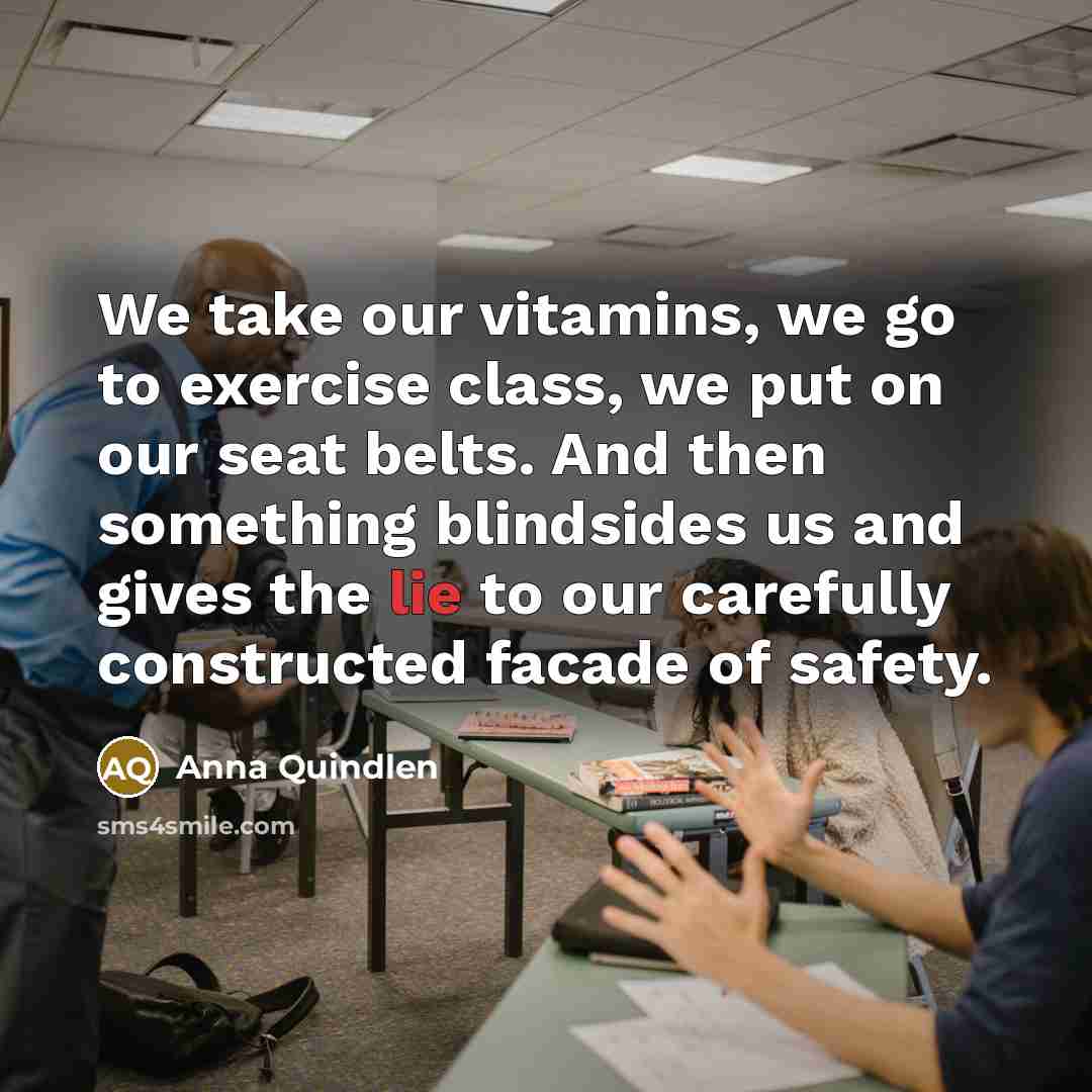“We take our vitamins, we go to exercise class, we…” quote by Anna Quindlen