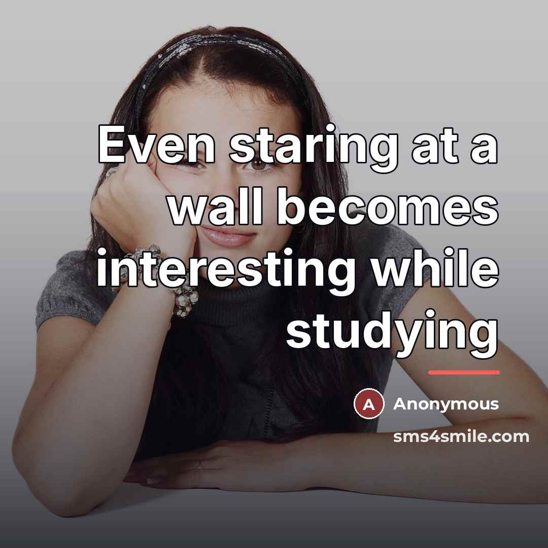“Even staring at a wall becomes interesting while studying…” quote by Anonymous