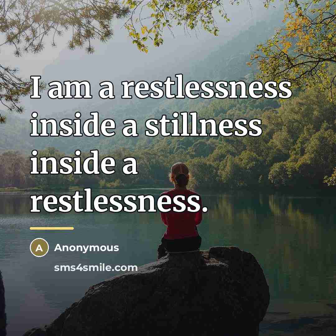 “I am a restlessness inside a stillness inside a restlessness.…” quote by Anonymous