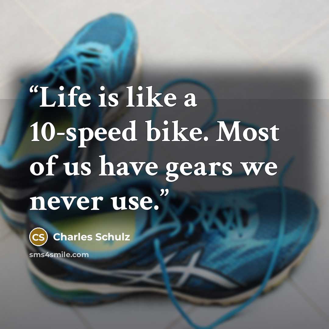 “Life is like a 10-speed bike. Most of us have gears we never use.” quote by Charles Schulz