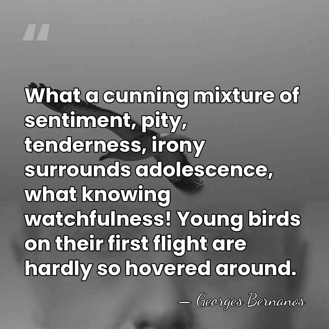 What a cunning mixture of sentiment, pity, tenderness, irony surrounds adolescence, what&hellip; - Georges Bernanos