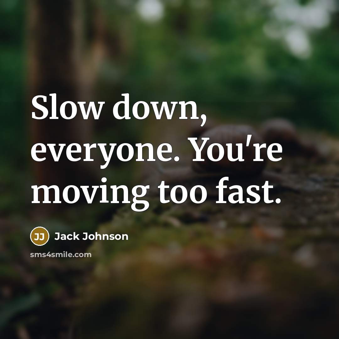 “Slow down, everyone. You're moving too fast.…” quote by Jack Johnson