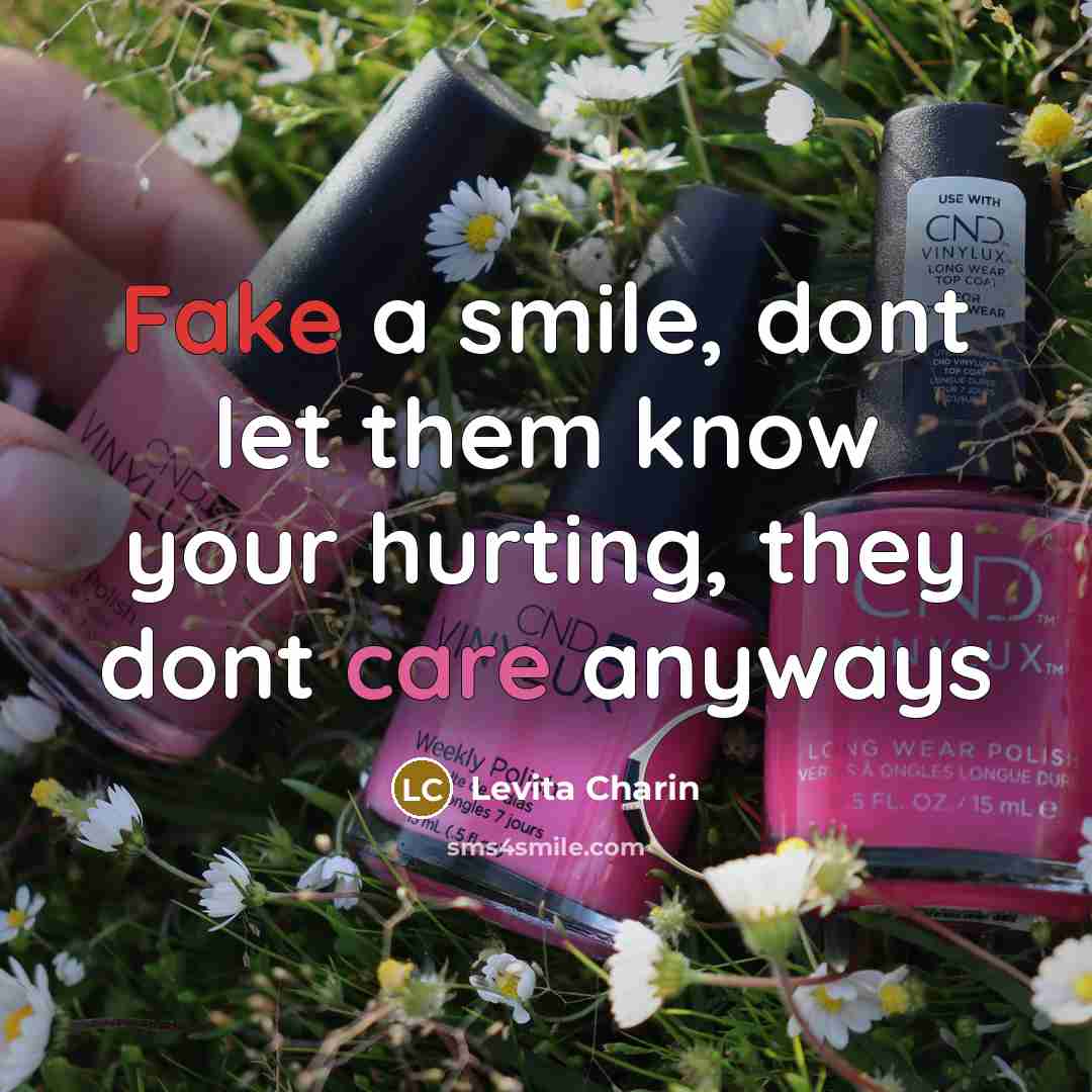 “Fake a smile, dont let them know your hurting, they…” quote by Levita Charin