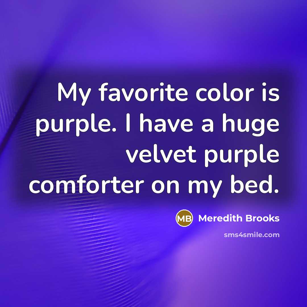 “My favorite color is purple. I have a huge velvet…” quote by Meredith Brooks