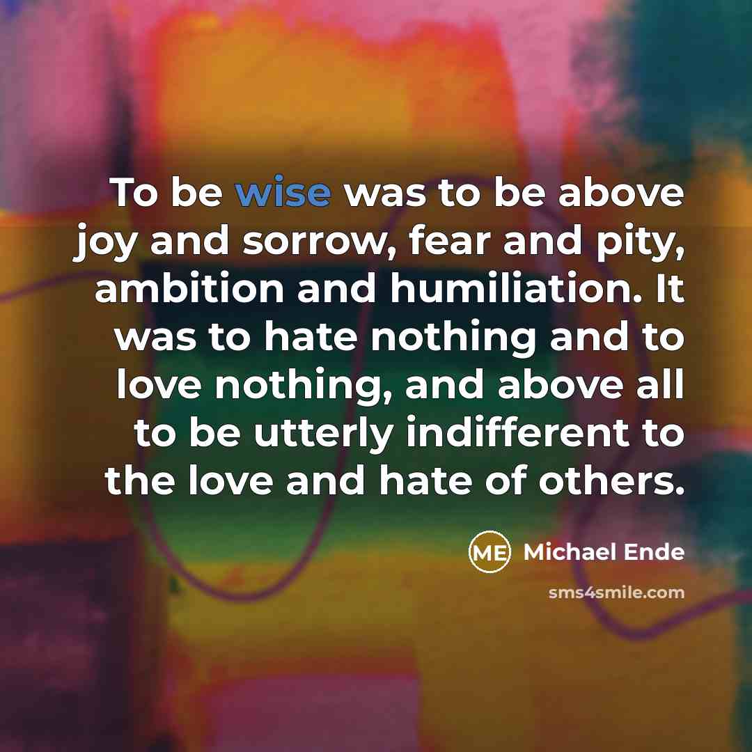 “To be wise was to be above joy and sorrow,…” quote by Michael Ende