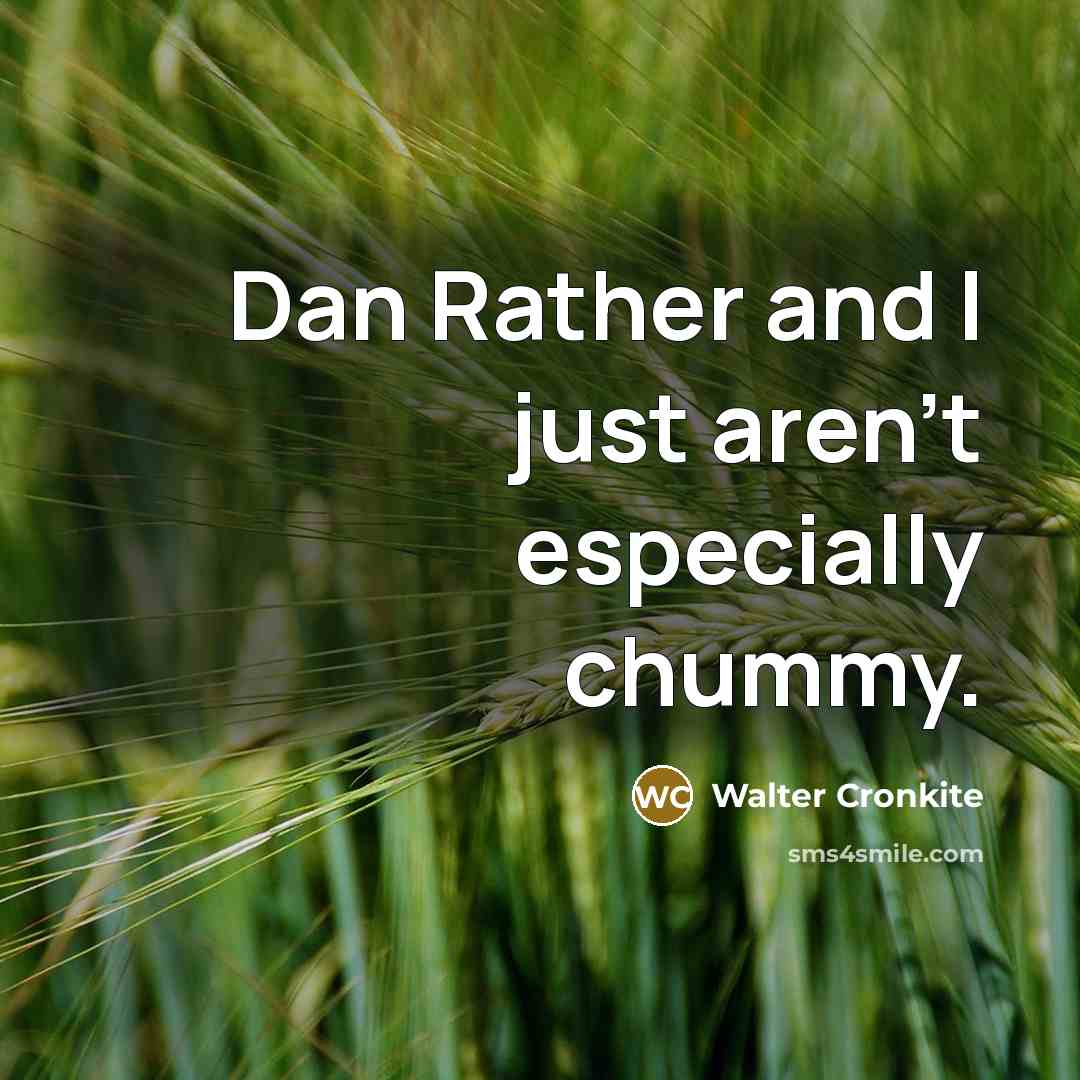 “Dan Rather and I just aren't especially chummy.” quote by Walter Cronkite