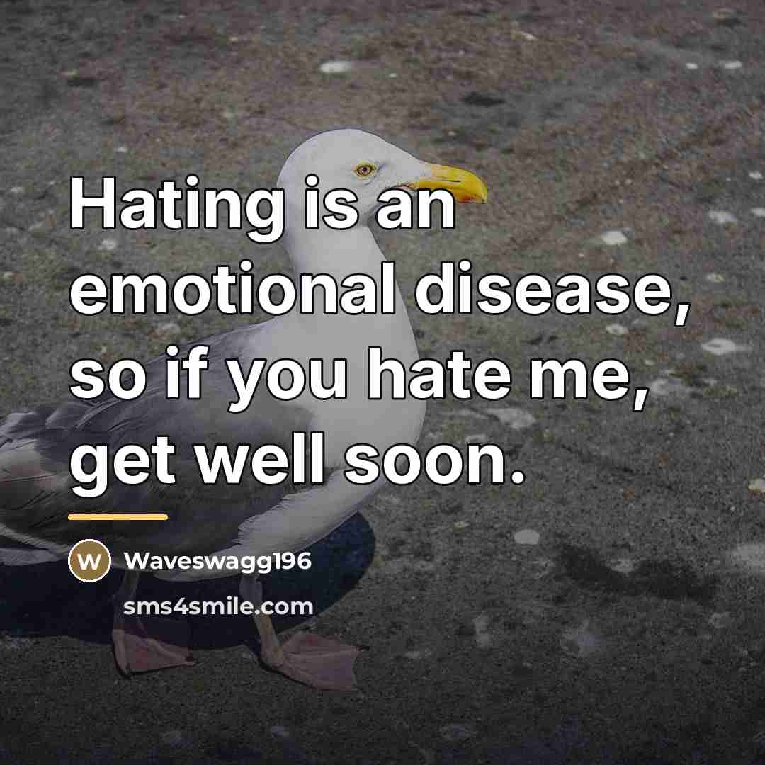 “Hating is an emotional disease, so if you hate me,…” quote by Waveswagg196