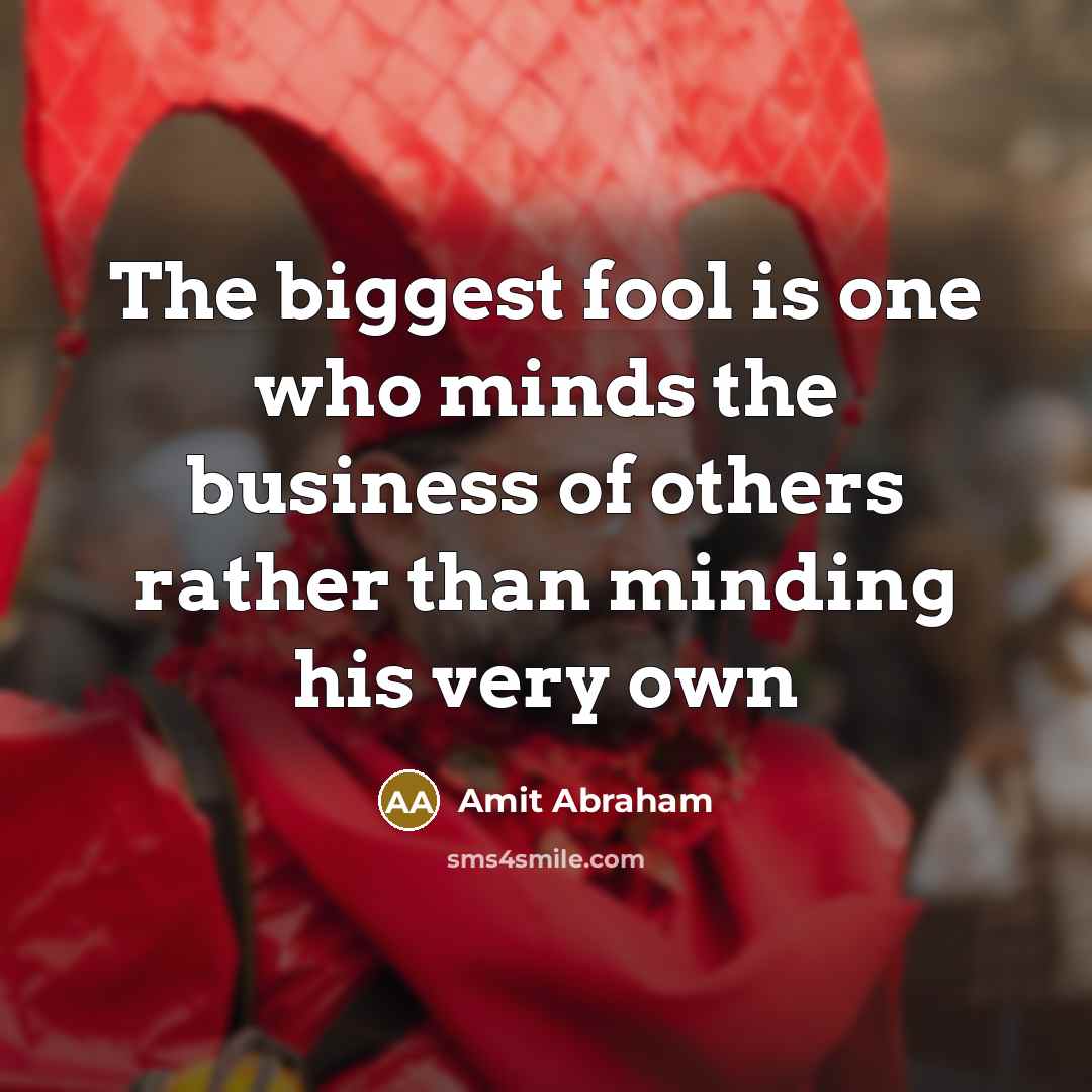 “The biggest fool is one who minds the business of…” quote by Amit Abraham