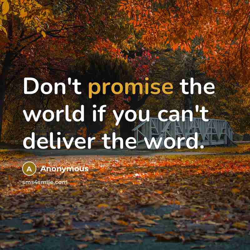 “Don't promise the world if you can't deliver the word.…” quote by Anonymous