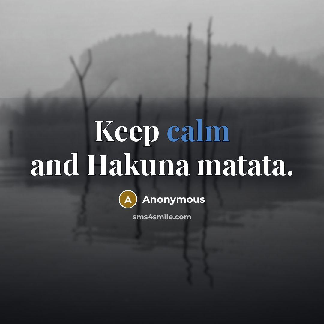“Keep calm and Hakuna matata.” quote by Anonymous