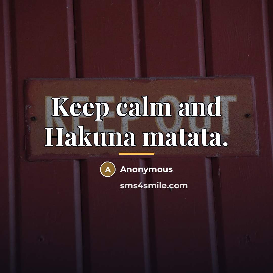 “Keep calm and Hakuna matata.…” quote by Anonymous