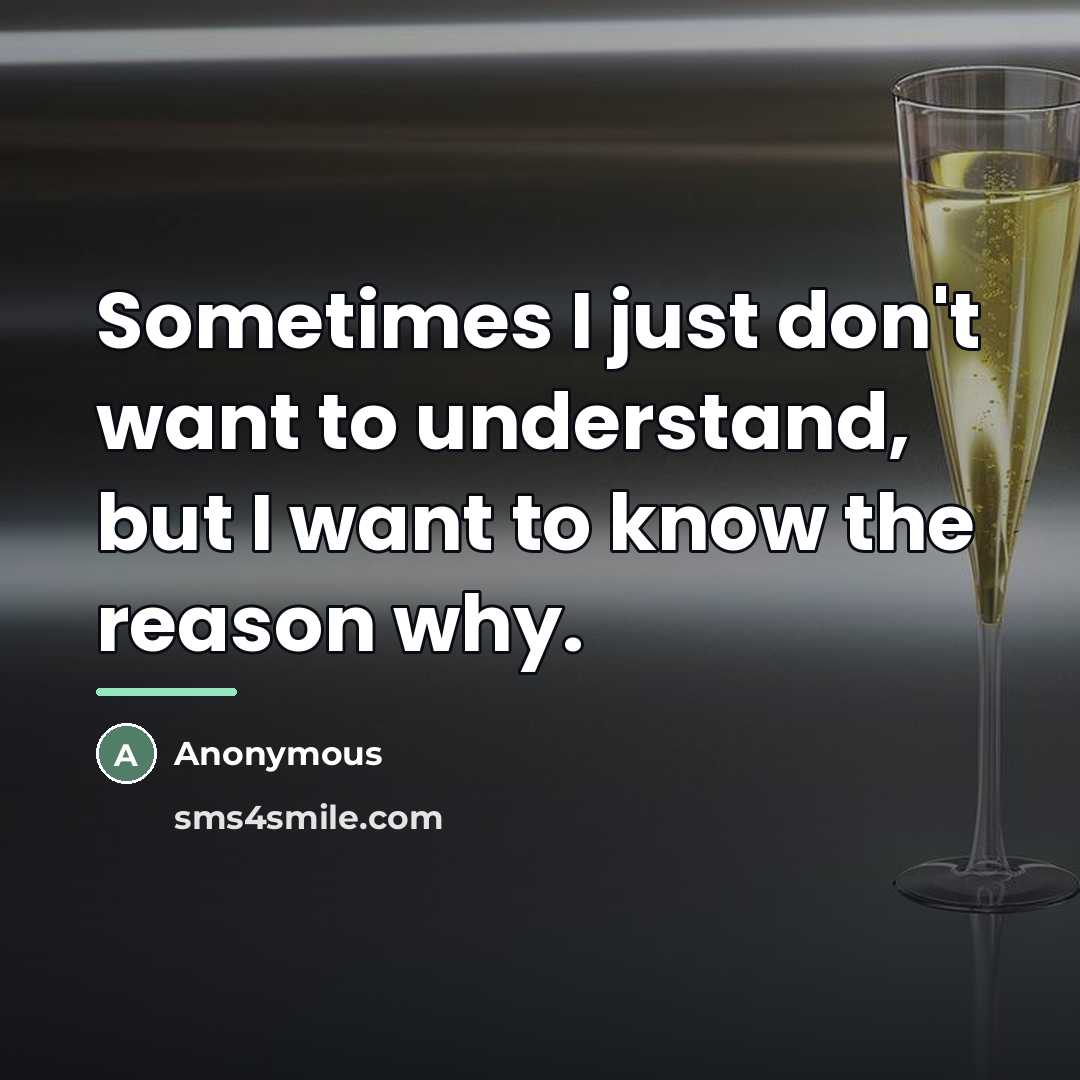 “Sometimes I just don't want to understand, but I want…” quote by Anonymous