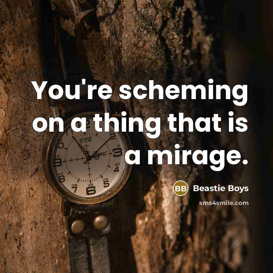 “You're scheming on a thing that is a mirage.” quote by Beastie Boys