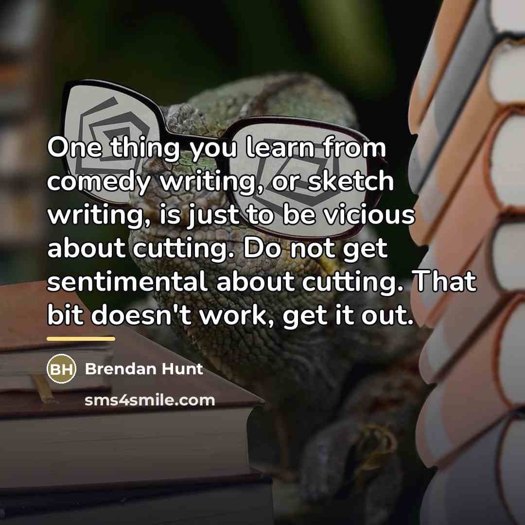 “One thing you learn from comedy writing, or sketch writing,…” quote by Brendan Hunt