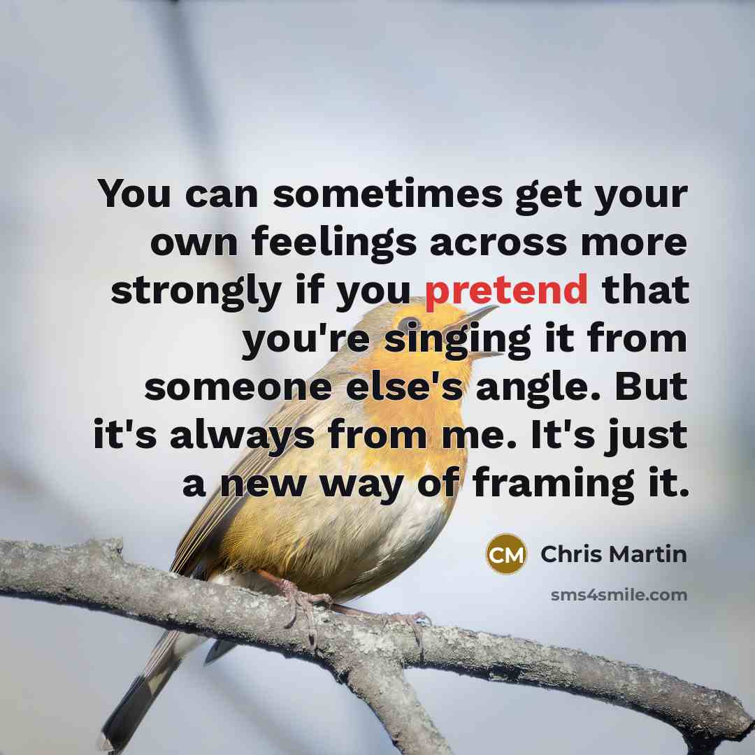 “You can sometimes get your own feelings across more strongly…” quote by Chris Martin