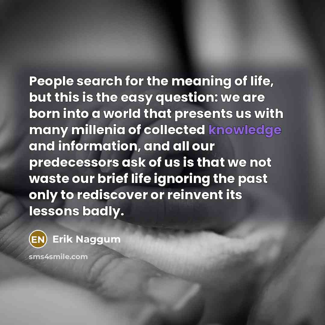 “People search for the meaning of life, but this is…” quote by Erik Naggum