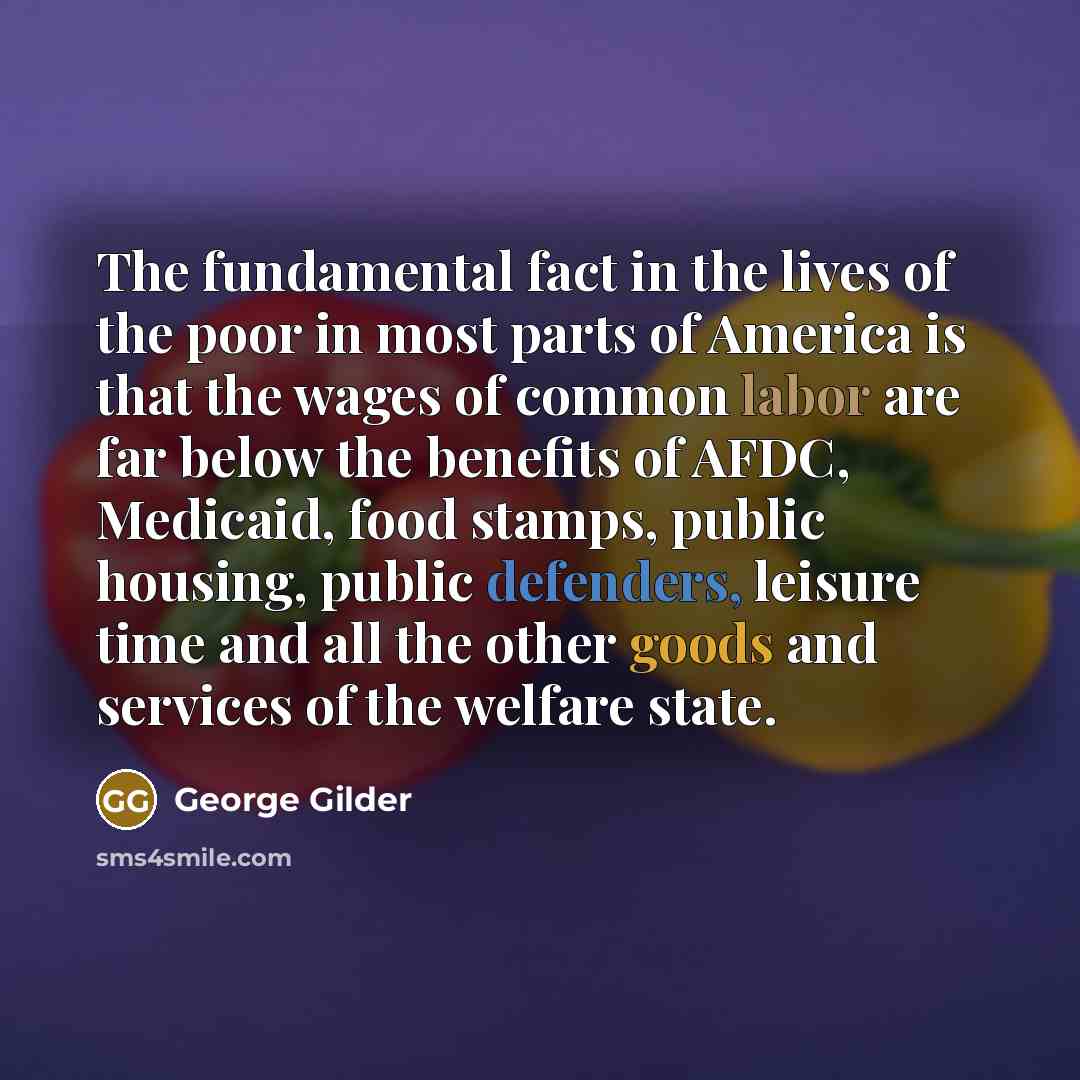 “The fundamental fact in the lives of the poor in…” quote by George Gilder