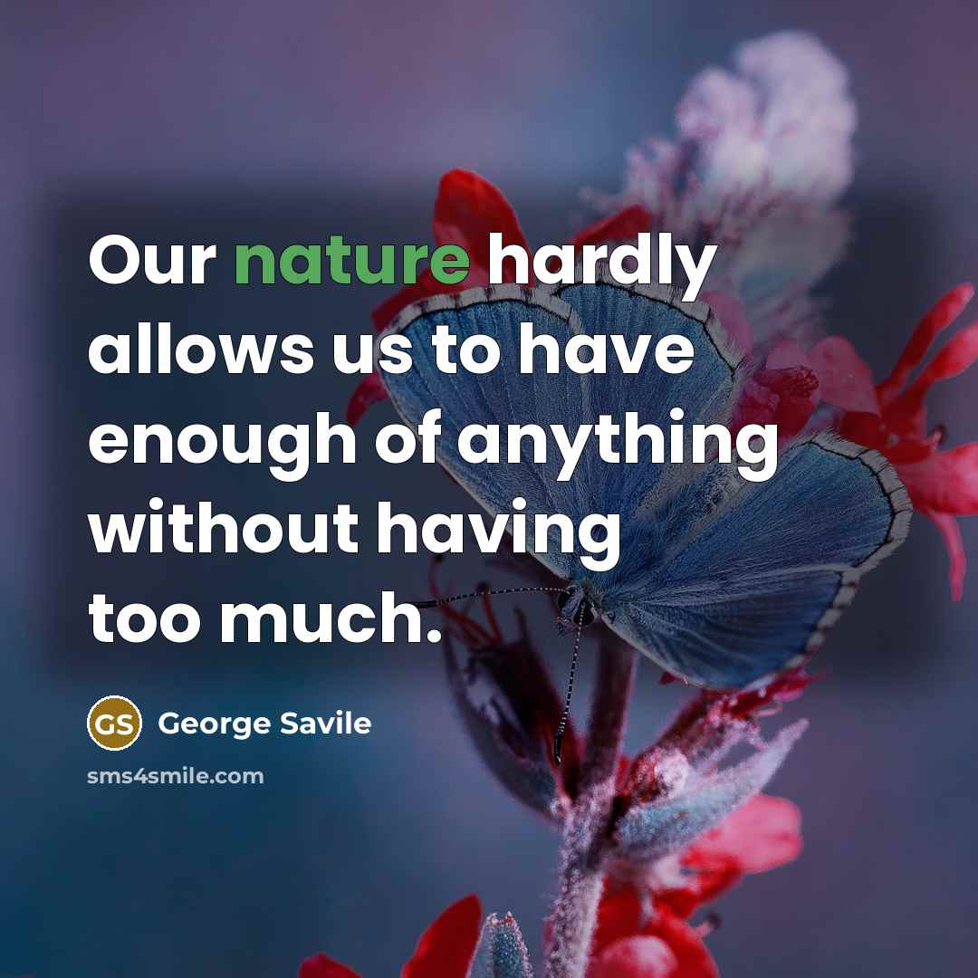 “Our nature hardly allows us to have enough of anything…” quote by George Savile