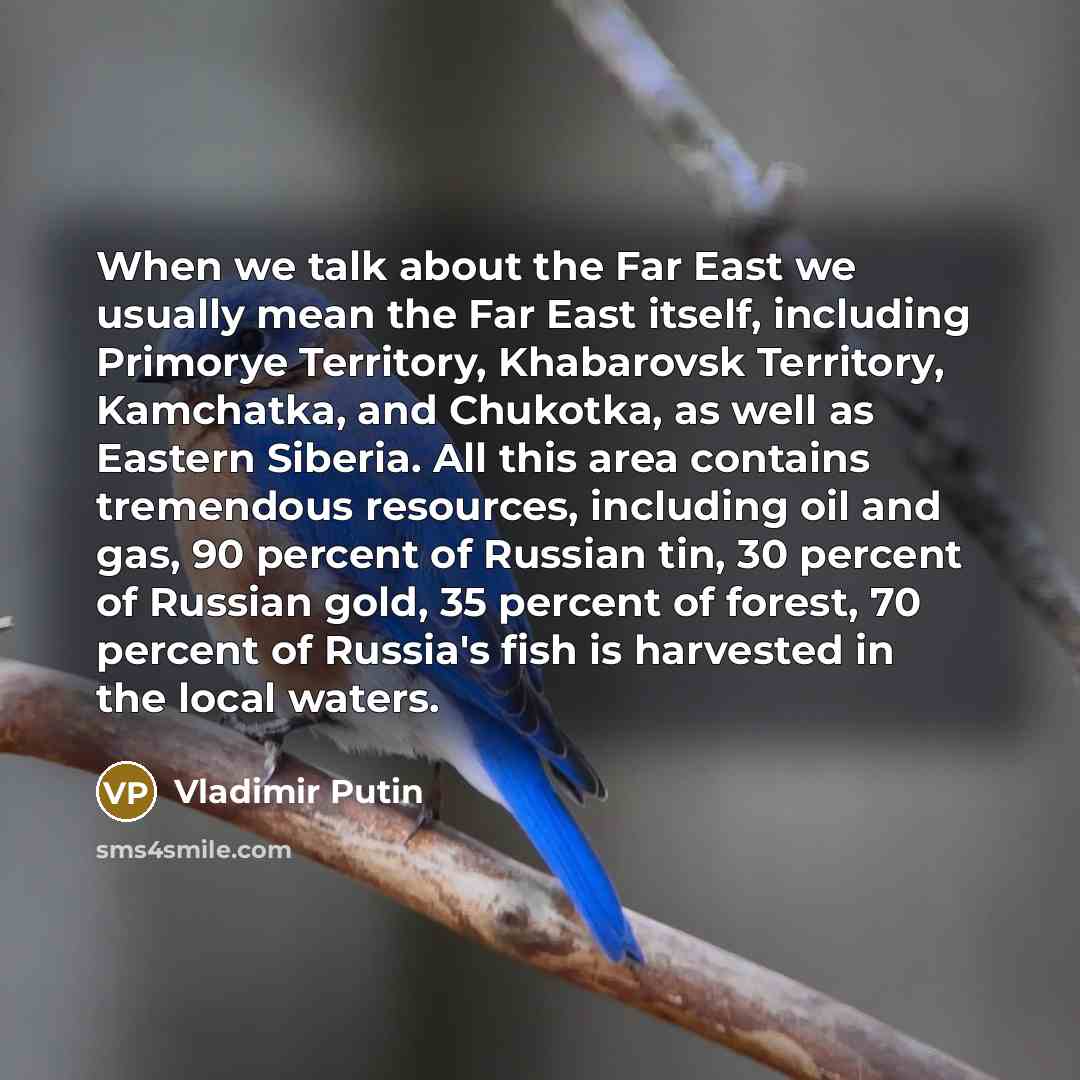“When we talk about the Far East we usually mean…” quote by Vladimir Putin