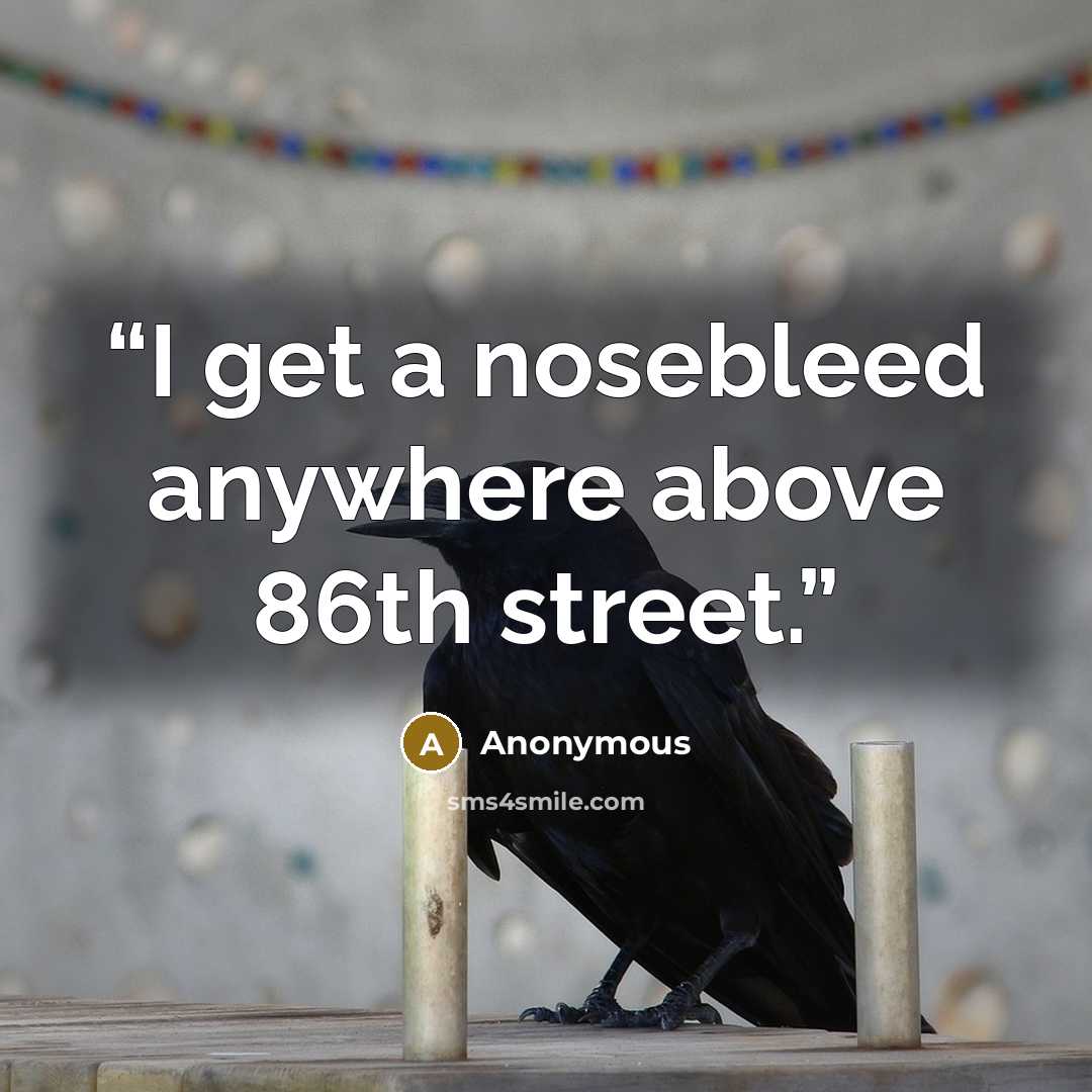 “I get a nosebleed anywhere above 86th street.” quote by Anonymous
